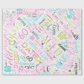 Geburtstag Word Cloud 60 Pink ID266 Geschenkpapier (Flach)
