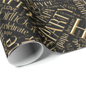 Geburtstag Word Cloud Grandpa Gold-ID276 Geschenkpapier (Rolleneckpunkt)
