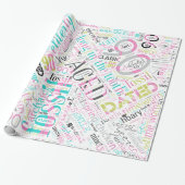 Geburtstag Word Cloud Neunty Pink ID266 Geschenkpapier (Ungerollt)