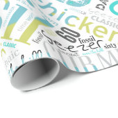 Geburtstag Word Cloud Sixty Blue ID266 Geschenkpapier (Rolleneckpunkt)