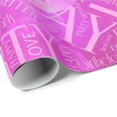 Geburtstag Word Cloud-Tochter Pink-ID272 Geschenkpapier (Rolleneckpunkt)