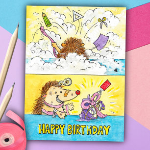 Geburtstag Wrapping Desaster Postcard von N. Janes Postkarte