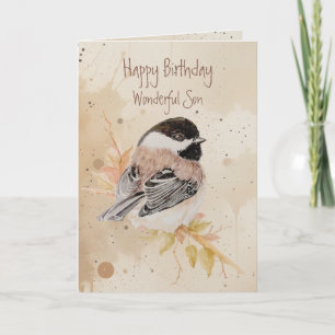 Geburtstag Wundervoller Sohn Chickadee Vogel Karte