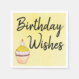 Geburtstag wünscht Cupcake Yellow Serviette