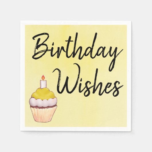 Geburtstag wünscht Cupcake Yellow Serviette (Vorderseite)