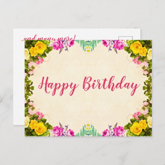 Geburtstag wünscht Postkarte (Vorne/Hinten)