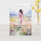 Geburtstag wünscht sich meine Nichte Karte (Gelbe Blume)