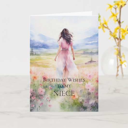 Geburtstag wünscht sich meine Nichte Karte (Gelbe Blume)