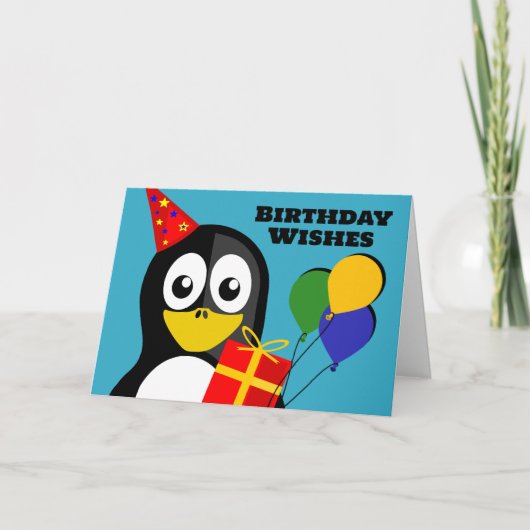 Geburtstag wünscht sich Pinguin bereit zum Party Karte (Vorderseite)