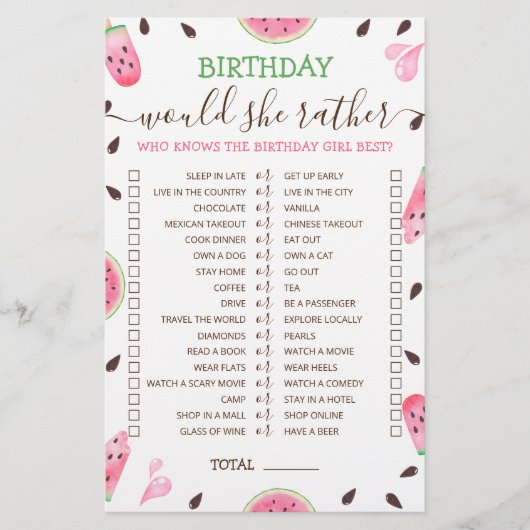 Geburtstag würde sie eher editierbares Spiel Water (Vorderseite)