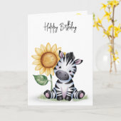 Geburtstag Zebra mit Sonnenblume Karte (Gelbe Blume)