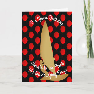 Geburtstag zu den folgenden 365 Windsurfing Tagen Karte