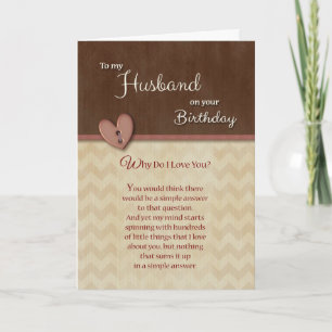 Geburtstag zu Ehemann - Warum Liebe ich dich? Karte