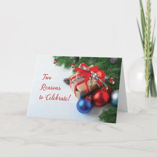 Geburtstag zu Weihnachten Das Doppelte der Feier Karte (Vorderseite)