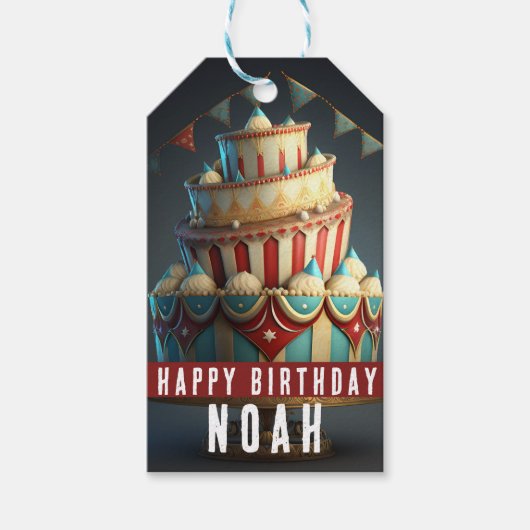 Geburtstag zum Thema Circus Geschenkanhänger (Vorderseite)