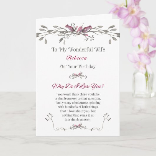 Geburtstag zur Ehefrau Personalisieren mit Namen Karte (Orchidee)