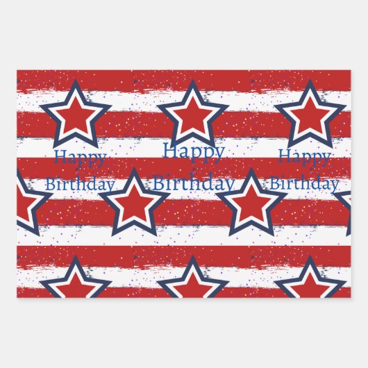 Geburtstage mit Uncle Sam Geschenkpapier Set (Vorderseite 3)