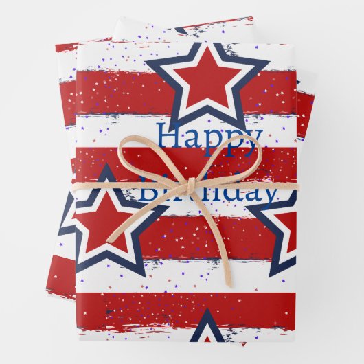 Geburtstage mit Uncle Sam Geschenkpapier Set (Beispiel)