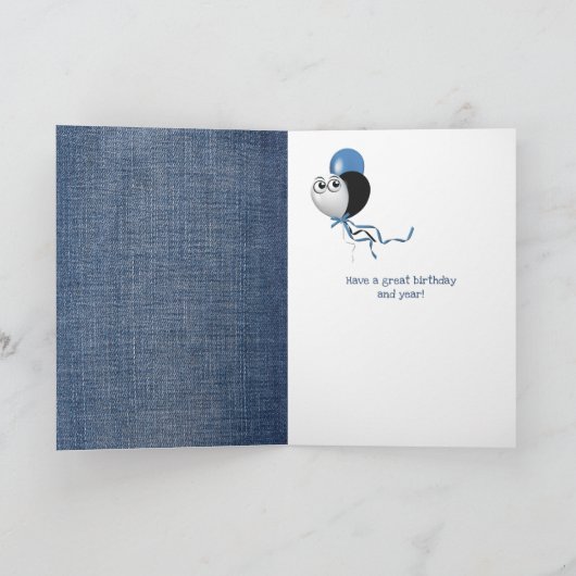 Geburtstaggiraffe auf blauem Denim Karte (Innenseite)