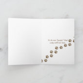 Geburtstaghundpfoten in der Hand des Menschen Karte (Innenseite)