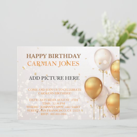 GEBURTSTAGLICHE EINLADUNG (Stehend Vorderseite)