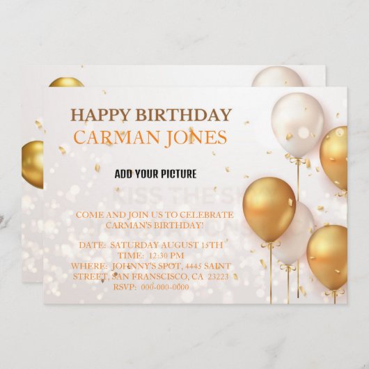 GEBURTSTAGLICHE EINLADUNG 1 (Vorne/Hinten)