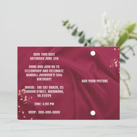 GEBURTSTAGLICHE EINLADUNG 2 SAVE THE DATE (Stehend Vorderseite)