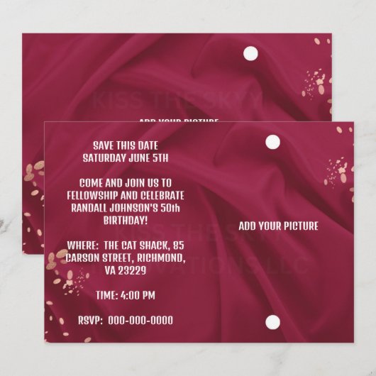 GEBURTSTAGLICHE EINLADUNG 2 SAVE THE DATE (Vorne/Hinten)