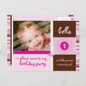 GEBURTSTAGLICHE EINLADUNG: Gnade - Mädchen Einladungspostkarte (Vorne/Hinten)