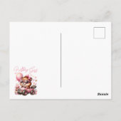 GEBURTSTAGMÄDCHEN - BEWEGEN IN EINEM PINKMONSTER POSTKARTE (Rückseite)