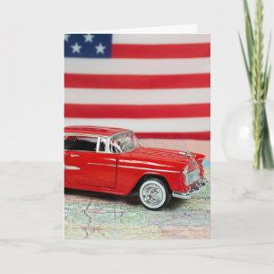 Geburtstags 1955 Chevy Auto auf Straßenkarte Karte