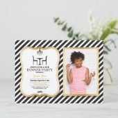 Geburtstags-Abendessen-Party-Goldeleganter Einladung (Stehend Vorderseite)