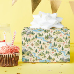 Geburtstags-Abenteuerpfad-Kartenmuster Geschenkpapier