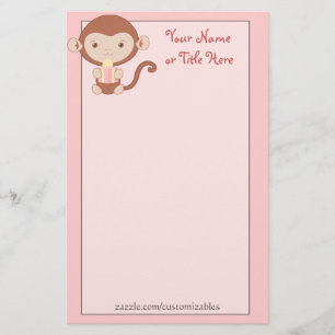 Geburtstags-Affe-Rosa stationär Briefpapier