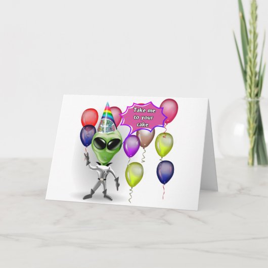 Geburtstags-alien Karte (Vorderseite)
