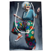 Geburtstags-Alte-Dame-Tanz Mittlere Geschenktüte (Vorderseite)