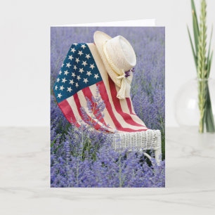 Geburtstags-Amerikanische Flagge und Hut Karte