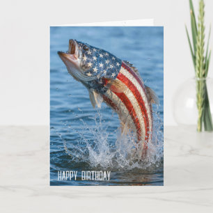 Geburtstags-Amerikanische-Flaggen-Fisch Karte