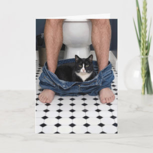 Geburtstags-Anzugkatze Lustiger Moment im Badezimm Karte