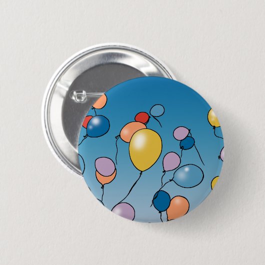 Geburtstags-Ballon-Feier Button (Vorne & Hinten)