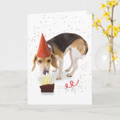 Geburtstags-Beagle Karte (Gelbe Blume)