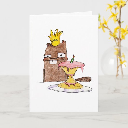 Geburtstags-Biber Karte (Gelbe Blume)