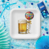 Geburtstags-Bierkrug mit Partyballon Pappteller (Party)