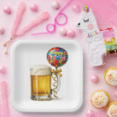Geburtstags-Bierkrug mit Partyballon Pappteller (Party)