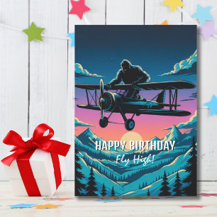 Geburtstags Bigfoot Vintage Flugzeug Wolken Lustig Einladung