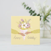 Geburtstags-Blume Bouquet-Flat-Karte (Stehend Vorderseite)