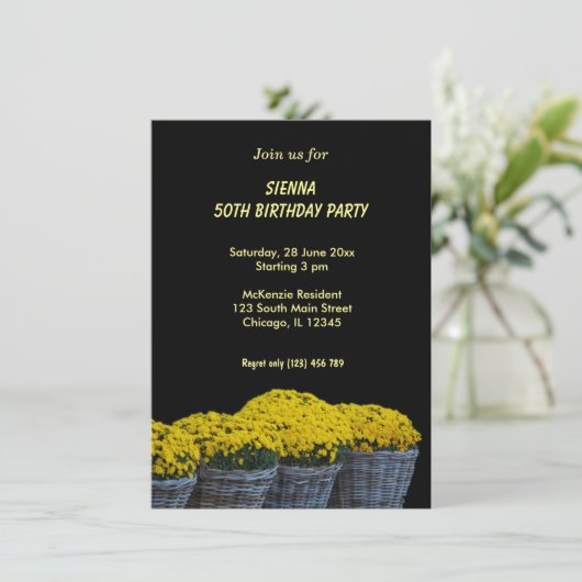 Geburtstags-Blume Einladung (Stehend Vorderseite)