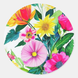 Geburtstags-Blume niedlich Runder Aufkleber