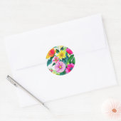 Geburtstags-Blume niedlich Runder Aufkleber (Umschlag)
