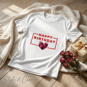 Geburtstags-Blumenherz-Grafik-T-Shirts für Jungen Tri-Blend Shirt